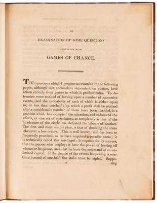 Lot #138 Charles Babbage Signed Book - An Examination of Some Questions Connected with Games of Chance - Image 5