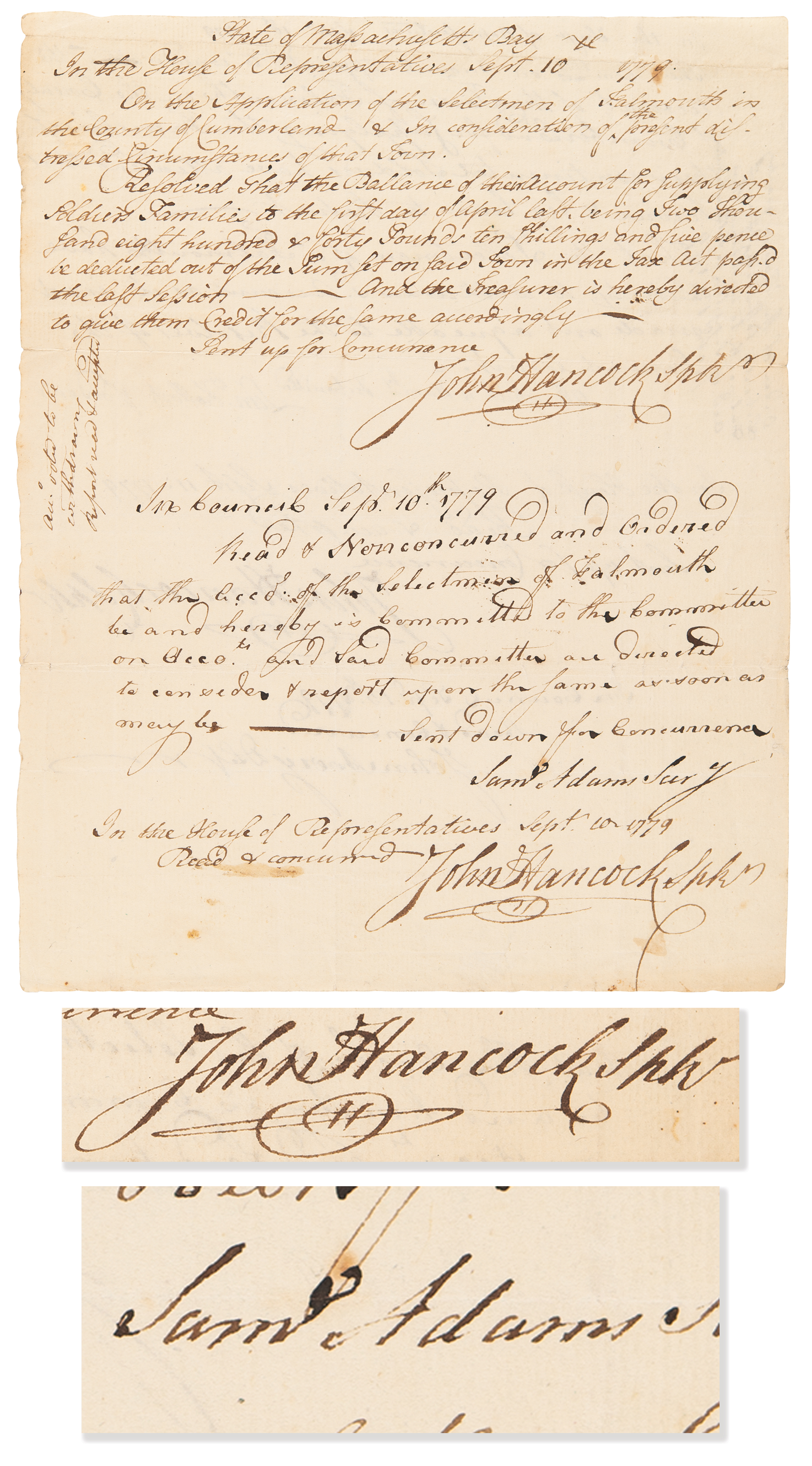 Lot #117 John Hancock Rare Revolutionary War-Dated