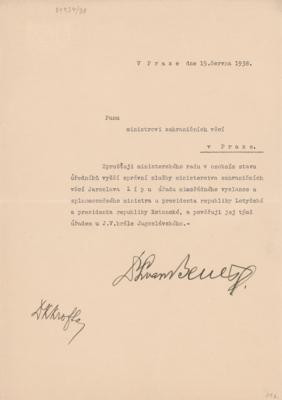 Lot #197 Edvard Benes Typed Letter Signed