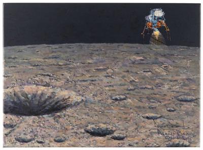 Lot #370 Alan Bean Signed Canvas Giclee Print: 'Armstrong Heads Beyond the Boulders' (Ltd. Ed. #57/95) - Image 1