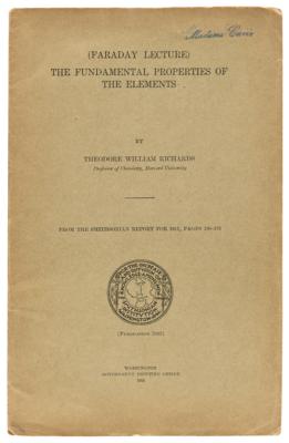 Lot #142 Marie Curie's Scientific Pamphlets - 'Fundamental Properties of the Elements' and 'Etude des Trajectoires des Rayons' - Image 2