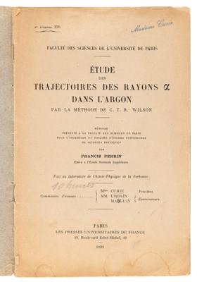 Lot #142 Marie Curie's Scientific Pamphlets - 'Fundamental Properties of the Elements' and 'Etude des Trajectoires des Rayons' - Image 3