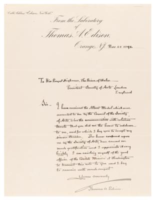 Lot #145 Thomas Edison Autograph Letter Signed to