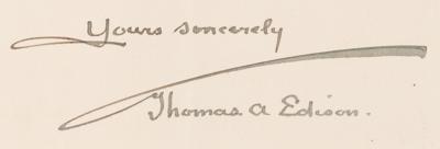 Lot #145 Thomas Edison Autograph Letter Signed to the Prince of Wales: "I have received the Albert Medal which was awarded to me by the Council of the Society of Arts" - Image 2