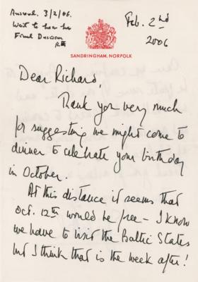 Lot #270 Queen Elizabeth II Autograph Letter