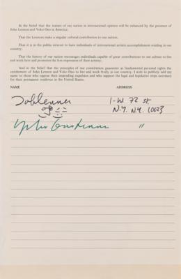 Lot #462 Beatles: John Lennon and Yoko Ono Signed 'Justice for John and Yoko Committee' Petition Form - Image 2