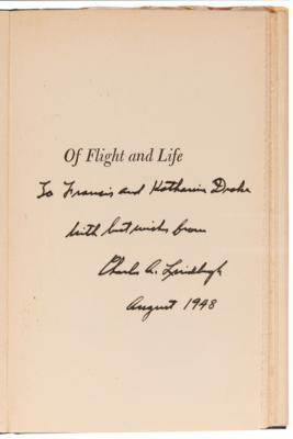 Lot #322 Charles Lindbergh Signed Book - Of Flight and Life - Image 4