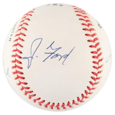 Lot #106 Three Presidents Signed Baseball - Ford, Bush, and Clinton - Image 4