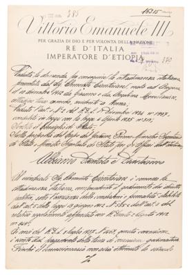 Lot #257 Benito Mussolini and Vittorio Emanuele III Document Signed - Image 2