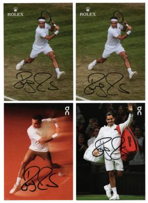 Lot #723 Roger Federer (4) Signed Promo Cards