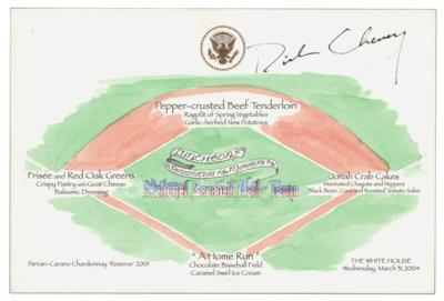 Lot #203 Dick Cheney Signed White House Menu