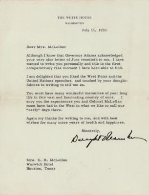 Lot #49 Dwight D. Eisenhower Typed Letter Signed as President - "I am delighted that you liked the West Point and the United Nations speeches" - Image 1