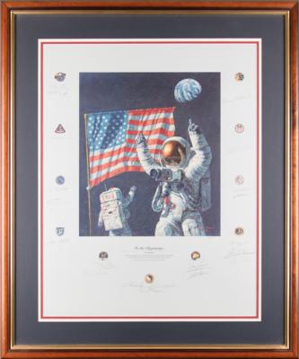 Lot #330 Apollo Astronauts (20) Multi-Signed Limited Edition Print by Alan Bean - 'In the Beginning' - Image 7