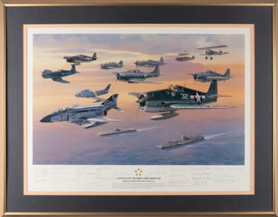 Lot #309 Fighter Aces Limited Edition Multi-Signed Print by Roy Grinnell - 'A Salute to Navy and Marine Corps Fighter Aces' - Image 2