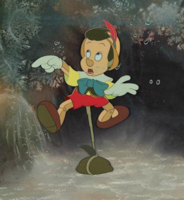 Lot #771 Pinocchio production cel and preliminary production background from Pinocchio - Image 1