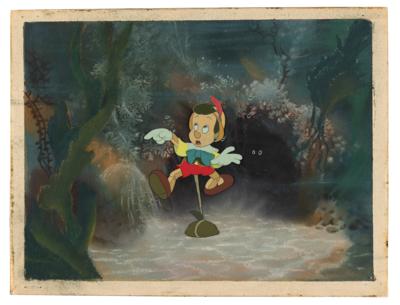 Lot #771 Pinocchio production cel and preliminary production background from Pinocchio - Image 2