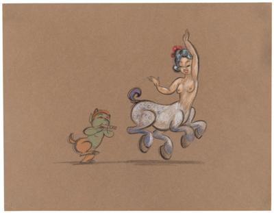 Lot #763 Satyr and Centaurette concept production drawing from Fantasia - Image 1