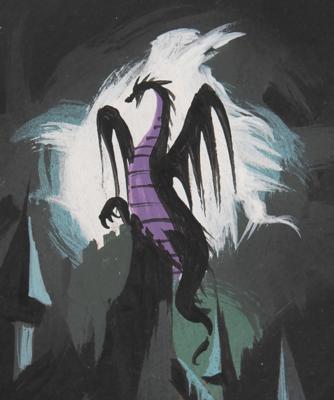 Lot #807 Eyvind Earle concept painting of Prince Phillip and Maleficent from Sleeping Beauty - Image 4