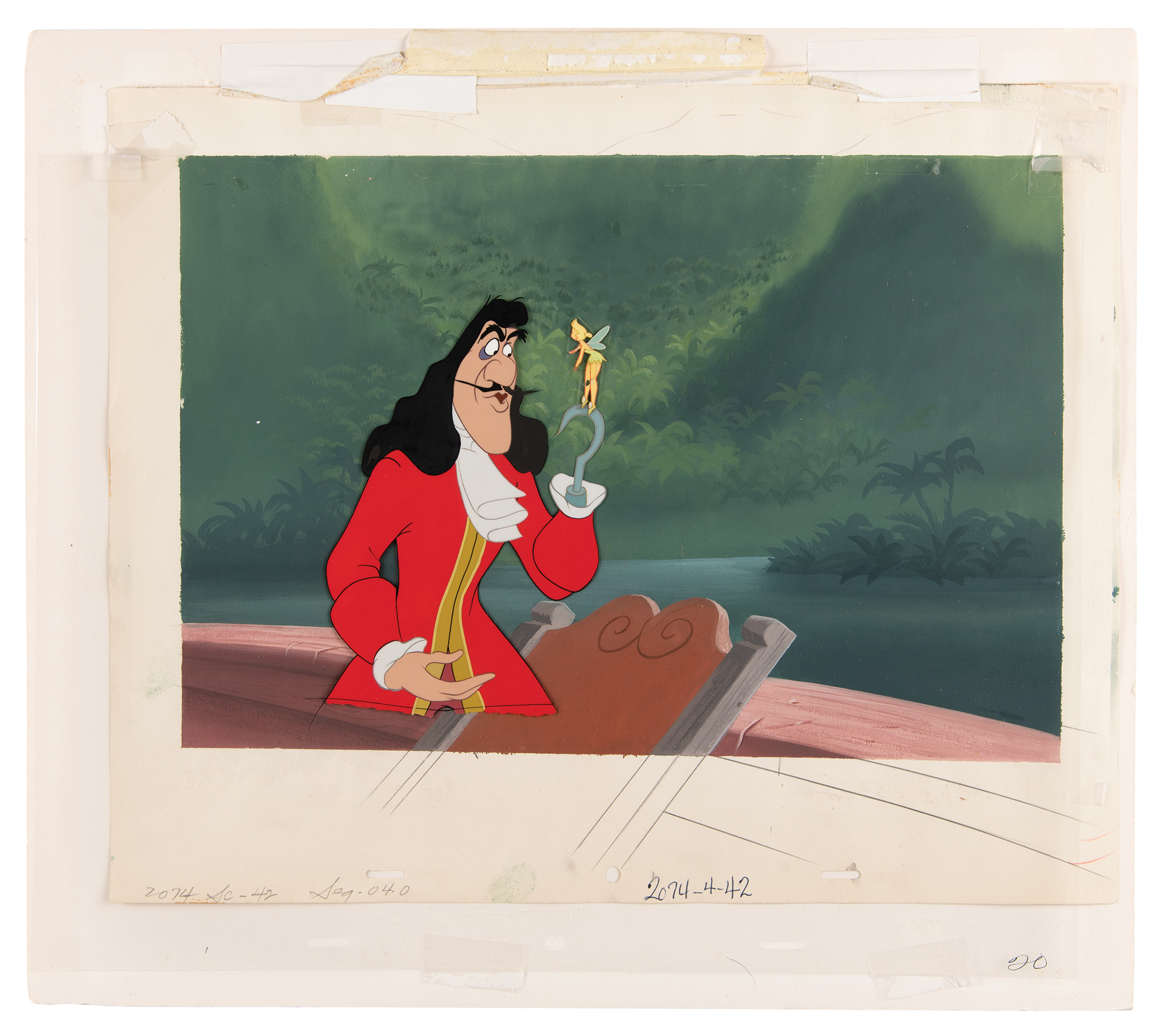 Lot #791 Captain Hook and Tinker Bell production cels and production background from Peter Pan - Image 2