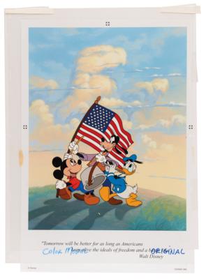 Lot #869 Mickey Mouse, Donald Duck, and Goofy production color model for the Spirit of America sericel - Image 2