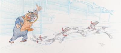 Lot #883 Bugs Bunny panoramic color model drawing