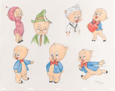 Lot #888 Porky Pig color model drawing by Virgil