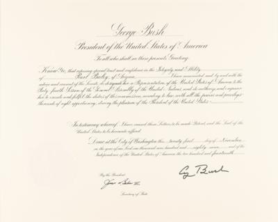 Lot #29 George Bush Document Signed as President, Appointing Pearl Bailey as a Representative to the United Nations - Image 1