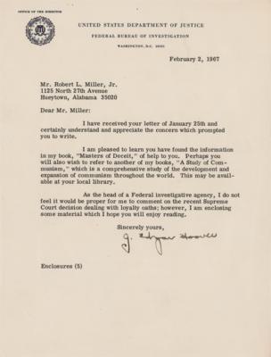 Lot #236 J. Edgar Hoover Typed Letter Signed,