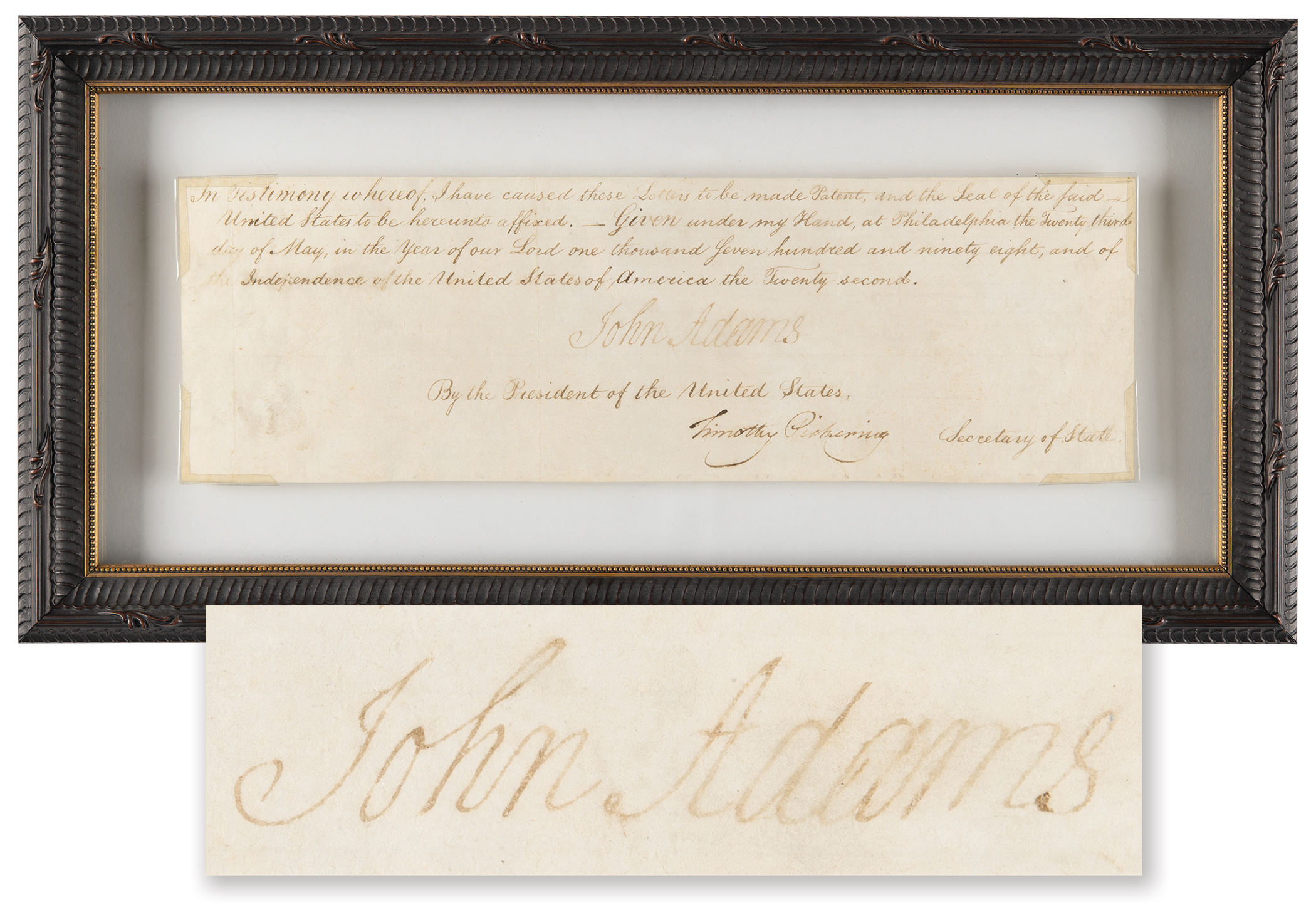 Lot #1 John Adams Partial Document Signed as