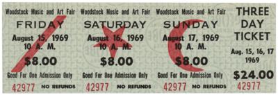 Lot #607 Woodstock Three-Day Admission Ticket - Image 1