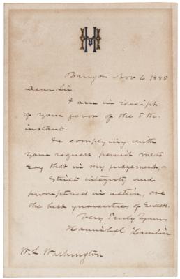 Lot #228 Hannibal Hamlin Autograph Letter Signed: