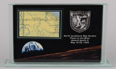 Lot #348 Apollo 10 Flown Earth Landmark Map