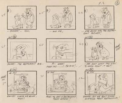 Lot #820 The Flintstones rare complete storyboard drawing booklet for The Flintstones episode 'The Drive-In' - Image 3