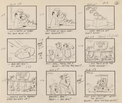 Lot #820 The Flintstones rare complete storyboard drawing booklet for The Flintstones episode 'The Drive-In' - Image 5