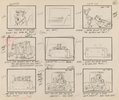 Lot #820 The Flintstones rare complete storyboard drawing booklet for The Flintstones episode 'The Drive-In' - Image 6