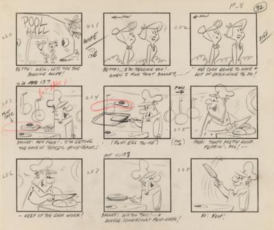 Lot #820 The Flintstones rare complete storyboard drawing booklet for The Flintstones episode 'The Drive-In' - Image 7