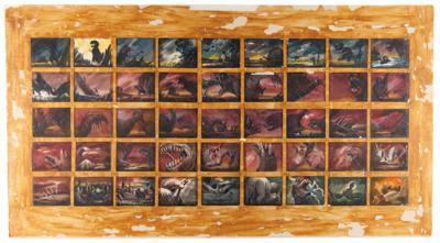 Lot #765 Tyrannosaurus and Stegosaurus battle sequence (45) production storyboard paintings from Fantasia - Image 14