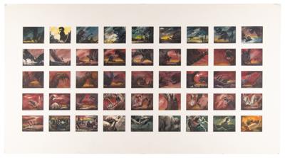 Lot #765 Tyrannosaurus and Stegosaurus battle sequence (45) production storyboard paintings from Fantasia - Image 2