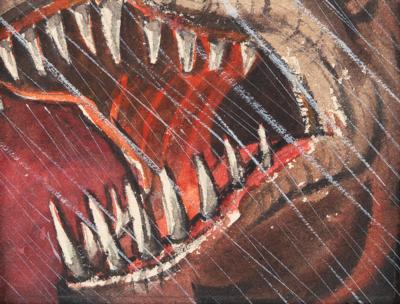 Lot #765 Tyrannosaurus and Stegosaurus battle sequence (45) production storyboard paintings from Fantasia - Image 8