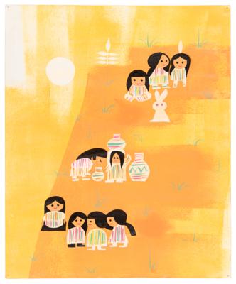 Lot #812 Mary Blair concept painting of Native American children for the It's a Small World ride - Image 1