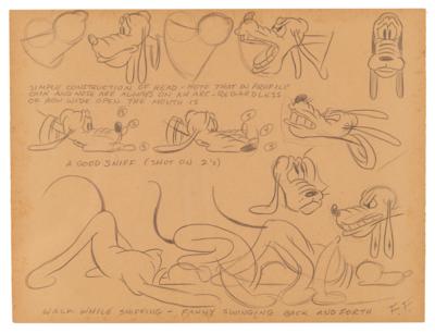 Lot #829 Frank Follmer preliminary model sheet production drawing of Pluto - Image 1