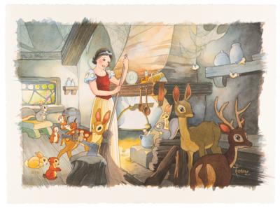 Lot #870 Toby Bluth signed limited edition giclee from Snow White and the Seven Dwarves - 'Tidying Up' (#28/95) - Image 1