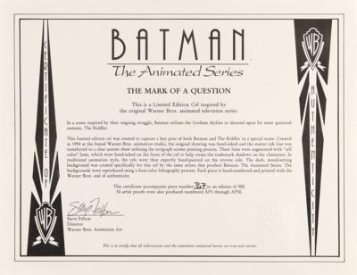 Lot #902 Batman and the Riddler limited edition cel entitled 'The Mark of a Question' - Image 3