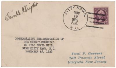 Lot #326 Orville Wright Signed Commemorative Cover