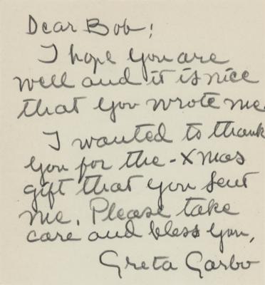 Lot #627 Greta Garbo Autograph Letter Signed