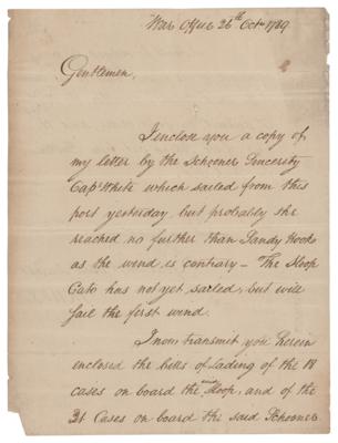 Lot #311 Henry Knox Letter Signed as Secretary of