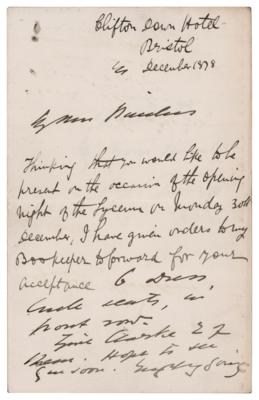 Lot #451 Bram Stoker and Henry Irving Letter