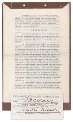 Lot #704 Dimitri Tiomkin and Louis B. Mayer Document Signed - Image 1