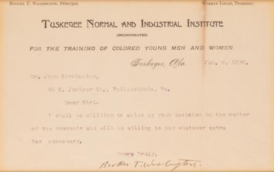 Lot #288 Booker T. Washington Typed Letter Signed - Image 2