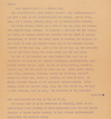 Lot #20 Kennedy Assassination: United Press International Teletype Roll (Approx. 15 Feet in Length) - Image 3